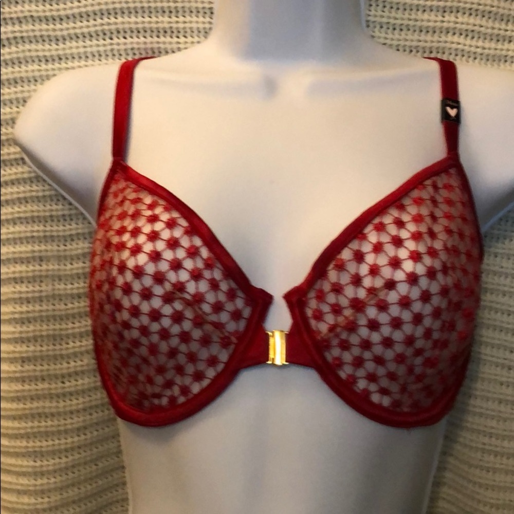 Red Victoria’s Secret Unlined Demi Bra, 34DD NWT
